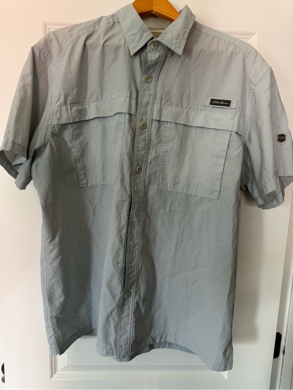 Eddie Bauer sport shop classic button down shirt size xl gray with pockets